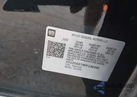 2023 Chevrolet Malibu Fwd 1Lt from USA, damaged, VIN 1G1ZD5ST9PF136398